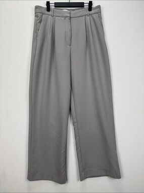 Abercrombie & Fitch Wide Leg Trousers in Light Gray